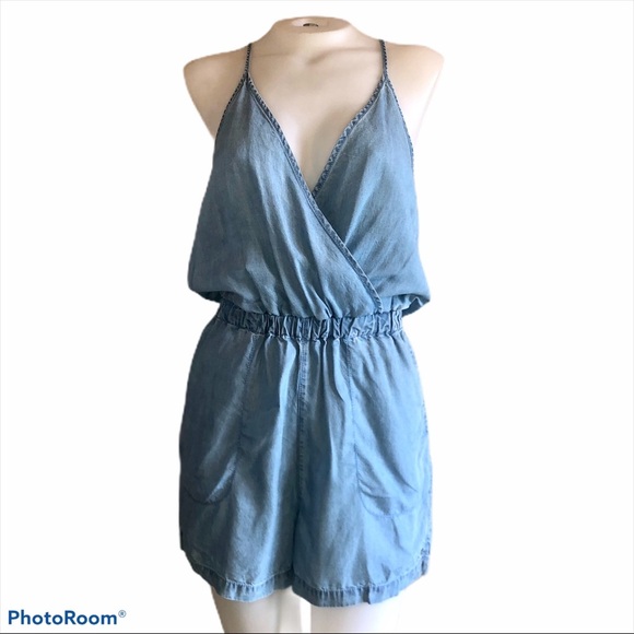 TopShop Moto Chambray Romper Size 4 - Picture 2 of 7